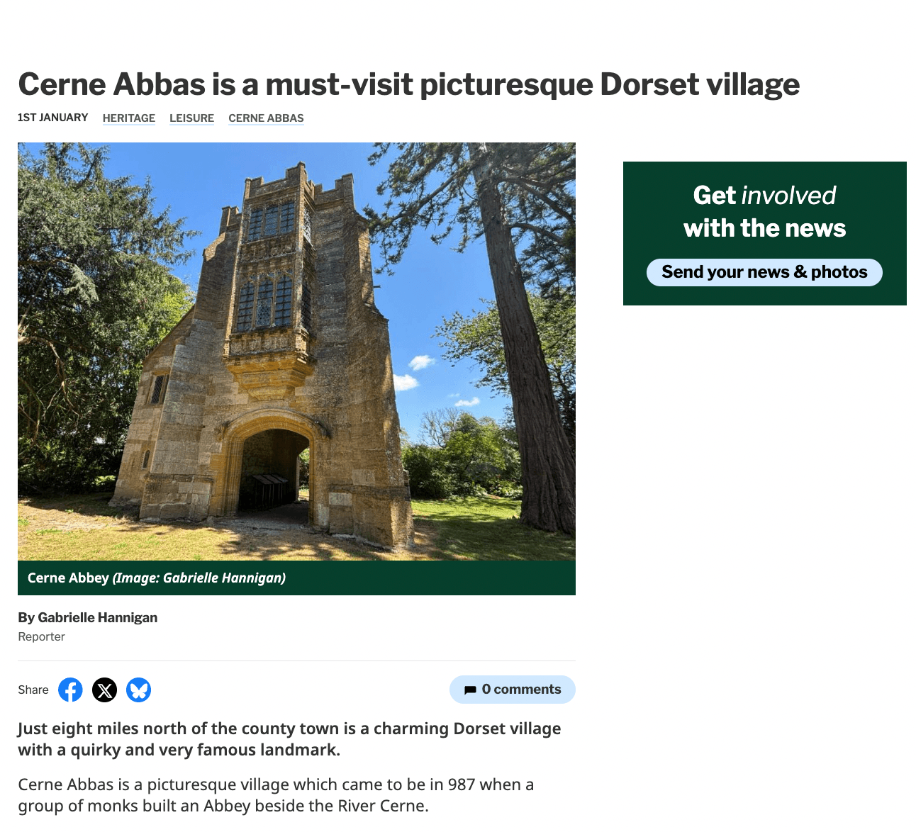 Dorset Echo article on Cerne Abbas and Cerne Abbey